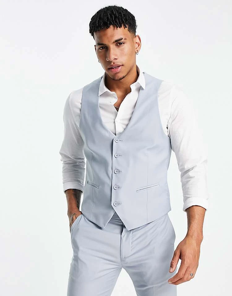 New Look Waistcoat In Pale Blue For Men 2 New Look Waistcoat In Pale Blue For Men - Image 2