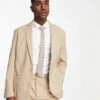 New Look Relaxed Fit Suit Jacket In Tan For Men
