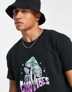 New Look Oversized T-shirt With Good Vibes Print In Black For Men 7 New Look Oversized T-shirt With Good Vibes Print In Black For Men -Look Espn Store 202619363 3