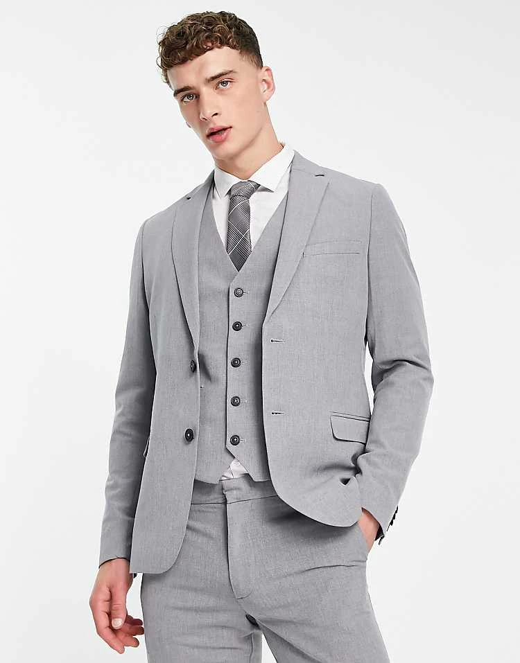 New Look Super Skinny Suit Jacket In Grey For Men 5 New Look Super Skinny Suit Jacket In Grey For Men - Image 5