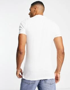 New Look Muscle Fit Polo Shirt In White For Men -Look Espn Store 203802111 4