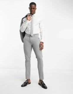 New Look Skinny Suit Trousers In Grey For Men Grey Niu -Look Espn Store 204164667 1 greyniu 1