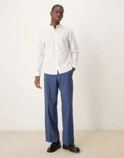 New Look Long Sleeve Grandad Shirt In White For Men -Look Espn Store 204177141 4