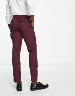 New Look Slim Suit Trouser In Burgundy For Men Dark Burgundy -Look Espn Store 204177463 3
