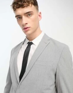 New Look Slim Suit Jacket In Grey For Men Grey Niu -Look Espn Store 204411137 3