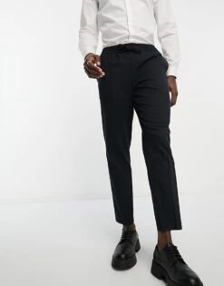 New Look Pull On Smart Trousers In Navy For Men