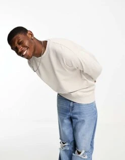 New Look Crew Sweatshirt In Stone For Men