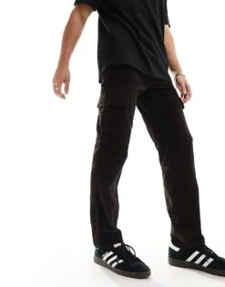 New Look Cord Cargo In Dark Brown For Men