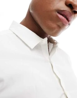 New Look Long Sleeve Muscle Fit Poplin Shirt In White For Men -Look Espn Store 205663732 3