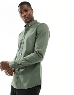 New Look Long Sleeve Muscle Fit Shirt In Khaki For Men 9 New Look Long Sleeve Muscle Fit Shirt In Khaki For Men -Look Espn Store 205794951 1 khaki 1