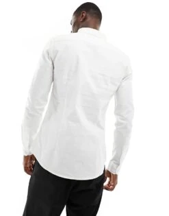 New Look Long Sleeve Muscle Fit Shirt In White For Men -Look Espn Store 205794952 4