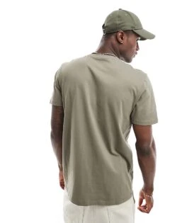 New Look Crew Neck Regular Fit T-shirt In Khaki For Men -Look Espn Store 205800469 4