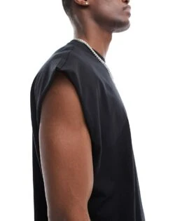 New Look Oversized Tank Top In Black For Men -Look Espn Store 205800497 3