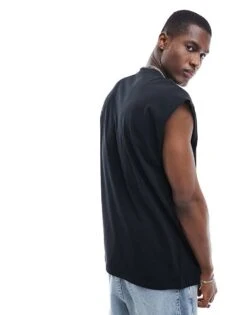 New Look Oversized Tank Top In Black For Men -Look Espn Store 205800497 4
