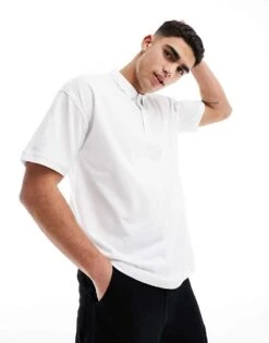 New Look Oversized Polo In White For Men