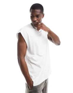 New Look Oversized Tank Top In White For Men -Look Espn Store 205817536 1 white 1