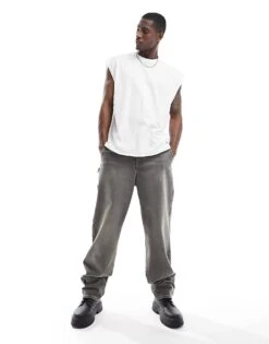 New Look Oversized Tank Top In White For Men -Look Espn Store 205817536 3