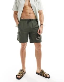 New Look Cargo Swim Shorts In Dark Khaki For Men Dark Green -Look Espn Store 205849931 1 darkgreen 1