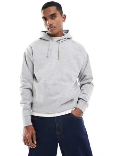 New Look Hoodie In Grey Marl For Men Light Grey