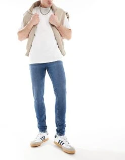 New Look Super Skinny Jeans In Mid Blue For Men -Look Espn Store 205850412 4