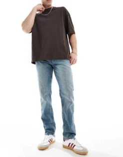 New Look Slim Jeans In Vintage Washed Blue For Men Mid Blue -Look Espn Store 205850527 1 midblue 1