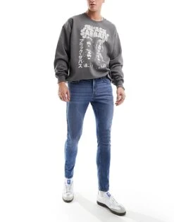 New Look Skinny Jeans In Mid Blue For Men