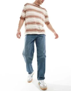 New Look Loose Jeans In Mid Blue For Men