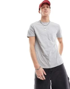 New Look Crew Neck Regular Fit T-shirt In Grey Marl For Men