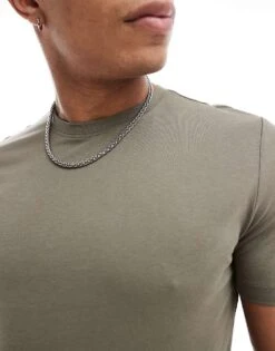 New Look Muscle Fit T-shirt In Dark Khaki For Men -Look Espn Store 205904409 3