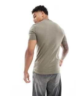 New Look Muscle Fit T-shirt In Dark Khaki For Men -Look Espn Store 205904409 4