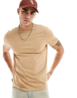 New Look Crew Neck Regular Fit T-shirt In Mid Brown For Men -Look Espn Store 205904572 4