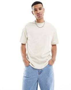 New Look Oversized T-shirt In Off White For Men
