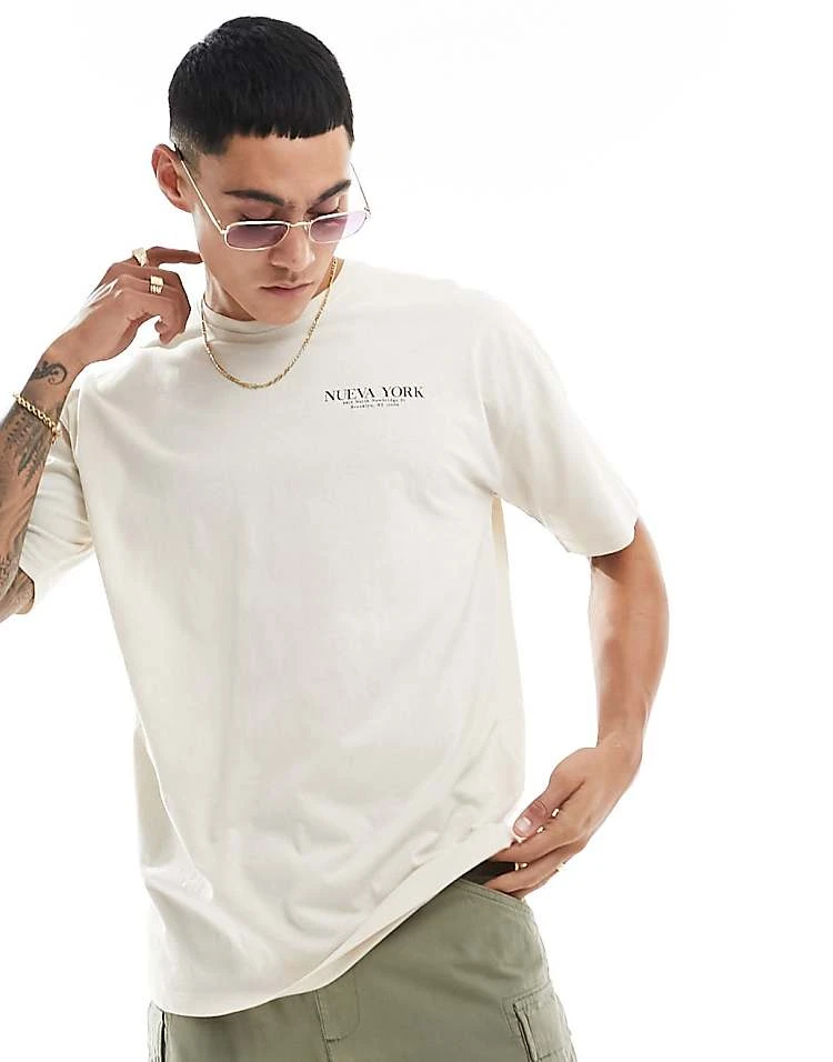 New Look Nueva York T-shirt In Stone For Men 2 New Look Nueva York T-shirt In Stone For Men - Image 2
