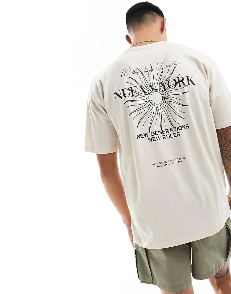 New Look Nueva York T-shirt In Stone For Men 4 New Look Nueva York T-shirt In Stone For Men - Image 4
