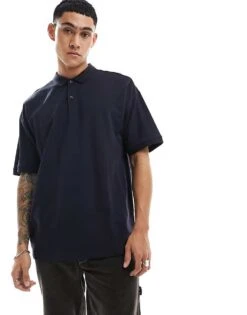 New Look Oversized Pique Polo In Navy For Men -Look Espn Store 205917539 4