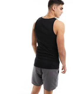 New Look Muscle Fit Rib Vest In Black For Men -Look Espn Store 205917855 3