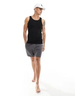 New Look Muscle Fit Rib Vest In Black For Men -Look Espn Store 205917855 4
