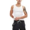 New Look Muscle Fit Rib Vest In White For Men