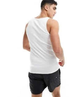 New Look Muscle Fit Rib Vest In White For Men -Look Espn Store 205917905 3