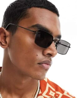 New Look Metal Rectangle Framed Sunglasses In Black For Men 7 New Look Metal Rectangle Framed Sunglasses In Black For Men -Look Espn Store 205929505 3