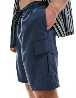 New Look Cargo Swim Shorts In Navy For Men -Look Espn Store 205929594 1 navy 1