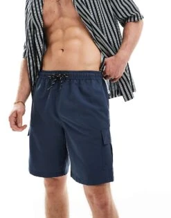 New Look Cargo Swim Shorts In Navy For Men -Look Espn Store 205929594 4