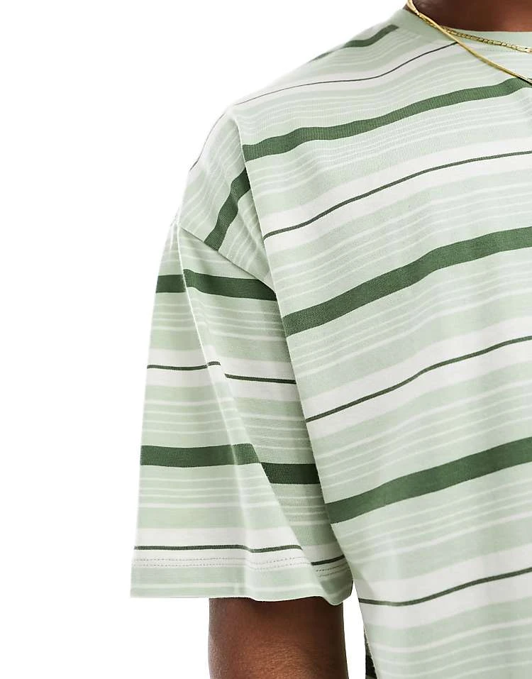 New Look Green Stripe Oversized Tshirt In Green For Men Mid Green 3 New Look Green Stripe Oversized Tshirt In Green For Men Mid Green - Image 3