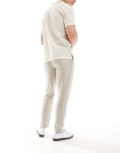 New Look Linen Blend Trouser In Stone For Men -Look Espn Store 205974359 3