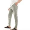New Look Linen Blend Trouser In Khaki For Men