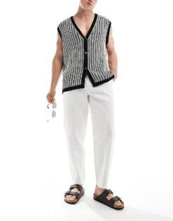 New Look Pintuck Jogger Trousers In White For Men