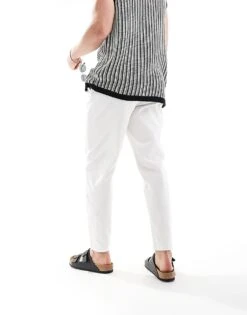 New Look Pintuck Jogger Trousers In White For Men -Look Espn Store 205974497 3