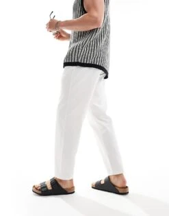 New Look Pintuck Jogger Trousers In White For Men -Look Espn Store 205974497 5