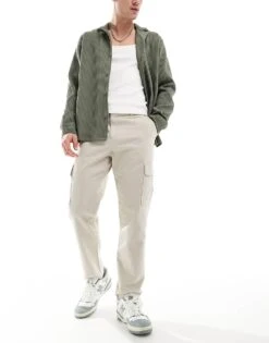 New Look Cargo Trousers In Stone For Men