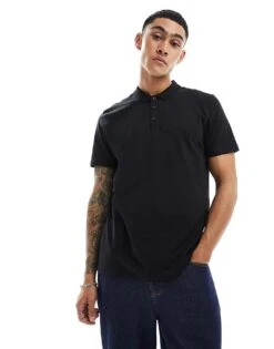 New Look Regular Fit Plain Polo In Black For Men -Look Espn Store 205979558 1 black 1